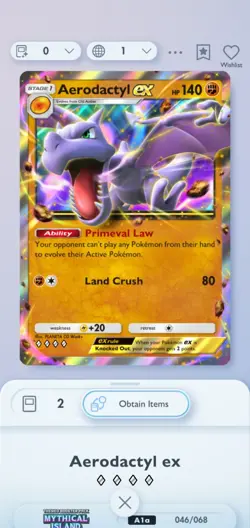 Aerodactyl EX 4 Diamond Rare Card Pokemon Pocket Digital Trade NOT PHYSICAL CARD - Image 1