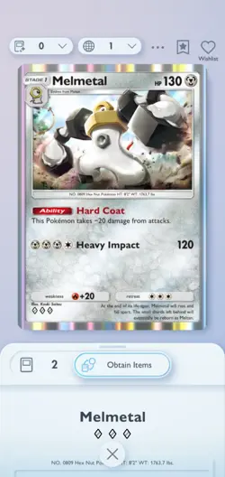 Melmetal 3Diamond Rare Card Pokemon Pocket Tcg Digital Trade NOT A PHYSICAL CARD - Image 1