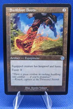 MTG Swiftfoot Boots retro frame The Brothers' War Commander 58 Regular Uncommon - Image 1