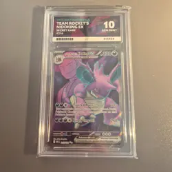 ACE 10 Pokemon Destined Rivals Team Rocket's Nidoking EX 216/182 Matching Label - Image 1