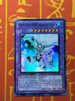 YUGIOH ELEMENTAL HERO ABSOLUTE ZERO SUPER RARE LIGHT PLAY GENF-ENSE1 - Image 1