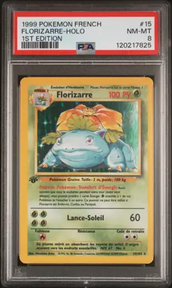 PSA 8 Florizarre French Venusaur 1st Edition Base Set Holo Pokemon Card 15 NM-MT - Image 1
