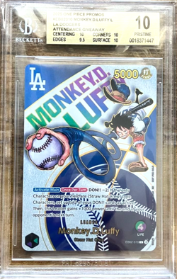 One Piece Card Game Monkey D.Luffy Leader Promo 2025 EB02-010 LA Dodgers BGS 10 - Image 1