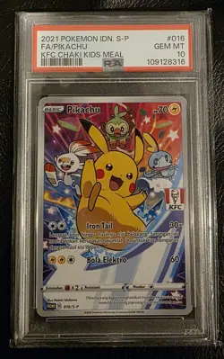 PSA 10 Pokemon Pikachu KFC Chaki Kids Meal Indonesian Full Art Promo 016/S-P - Image 1