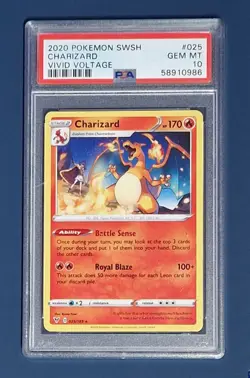 Pokemon Charizard PSA 10 Vivid Voltage #025 Non-Holo 2020 - Image 1