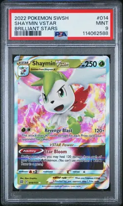 2022 POKEMON SWORD & SHIELD BRILLIANT STARS #014 SHAYMIN VSTAR PSA 9 - Image 1