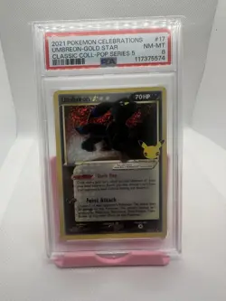 2021 POKEMON CELEBRATIONS CLASSIC COLLECTION #17 UMBREON-GOLD STAR PSA 8 - Image 1