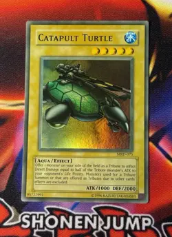 YuGiOh Catapult Turtle MRD-075 Super Rare Unlimited Heavy Faded Ink Error LP - Image 1