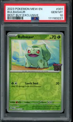 PSA 10 Gem Mint Bulbasaur 001/165 Best Buy Promo Pokemon 151 Pokemon Card - Image 1