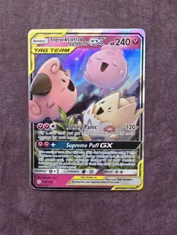 Pokemon SM Cosmic Eclipse Togepi Cleffa Igglybuff Tag Team GX Holo 143/236 - Image 1