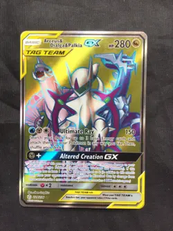 Pokemon: Cosmic Eclipse Ultra Rare Full Art: Arceus & Dialga & Palkia GX 220/236 - Image 1
