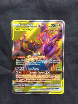 Pokemon: Cosmic Eclipse Ultra Rare Full Art: Naganadel & Guzzlord GX 223/236 - Image 1