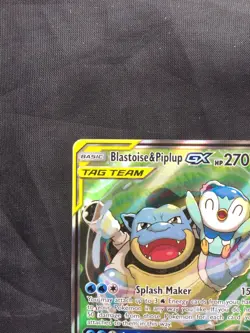Pokemon Cards: Cosmic Eclipse Ultra Rare Full Art: Blastoise & Piplup GX 215/236 - Image 2