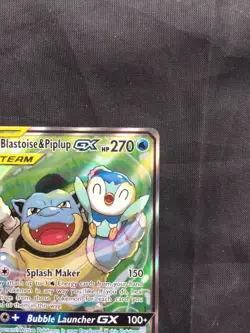 Pokemon Cards: Cosmic Eclipse Ultra Rare Full Art: Blastoise & Piplup GX 215/236 - Image 3