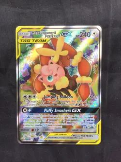 Pokemon Cosmic Eclipse Ultra Rare Full Art: Mega Lopunny & Jigglypuff GX 226/236 - Image 1