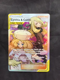Pokemon Cards: Cosmic Eclipse Ultra Rare Full Art: Cynthia & Caitlin 228/236 - Image 1