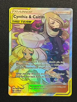 Pokemon Cards: Cosmic Eclipse Ultra Rare Full Art: Cynthia & Caitlin 228/236 - Image 2