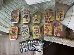 EMPTY Pokemon 151 Mini Tin Set of 10 w/ Energy Coins & Art Cards - NO PACKS - Image 1