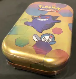New Sealed POKEMON 151 Mini Tin GENGAR + POLIWAG - 2 Booster Packs - Small Dent - Image 1