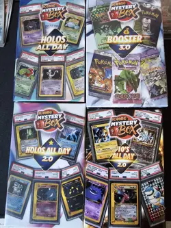 BIG 4 BOX POKEMON MYSTERY BUNDLE With 4 Booster Packs & 4 VINTAGE GRADED CARDS - Image 1