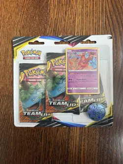 Pokemon TCG Sun and Moon Team Up 3 Pack Blister Booster Pack - RARE & SEALED - Image 1