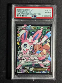 2016 POKEMON XY GENERATIONS RADIANT COLL #RC32 FULL ART/SYLVEON EX PSA 8 - Image 1