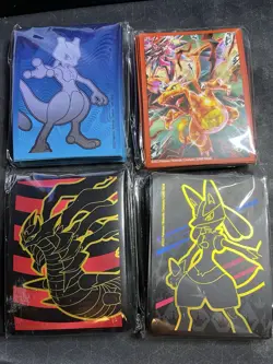 4x Pack Pokemon Tcg Sleeves Mewtwo Giratina Lucario Charizard Standard Size - Image 1