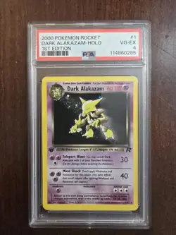 Dark Alakazam 1/82 Team Rocket Holo 1st Edition Pokemon Card New Slab - Image 1