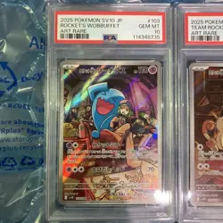 Team Rocket Wobbuffet Meowth AR PSA10 Gem Mint Pokemon Card Set - Image 2