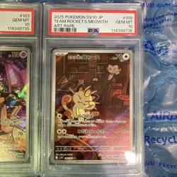 Team Rocket Wobbuffet Meowth AR PSA10 Gem Mint Pokemon Card Set - Image 3