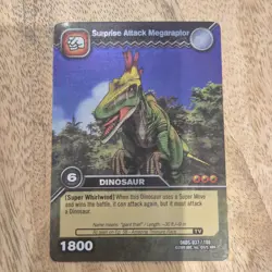 DKDS 037/100 SURPRISE ATTACK MEGARAPTOR Dinosaur King Rare Foil Trading Card - Image 1