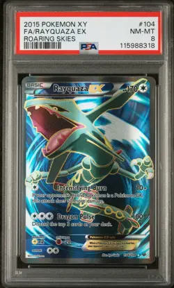 Pokemon TCG Rayquaza EX Full Art Ultra Rare Card Roaring Skies 104/108 PSA 8 - Image 1