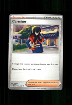 2025 Prismatic Evolutions Carmine Pokemon Card #103/131 Basic TCG Trainer - Image 1