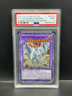 Yugioh PSA 9 MINT Blue-Eyes Twin Burst Dragon (Green) LDS2-EN019 1st Ed S#4355 - Image 1