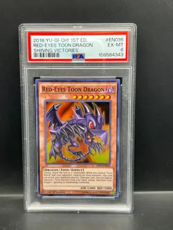 Yugioh PSA 6 EX-MT Red-Eyes Toon Dragon SHVI-EN036 Super Rare 1st Ed S#4343 - Image 1