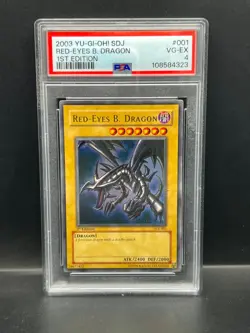 Yugioh PSA 4 VG-EX Red-Eyes Black Dragon SDJ-001 Ultra Rare 1st Edition S#4323 - Image 1