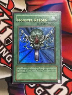 YuGiOh Monster Reborn LOB-118 Unlimited 1.5 OG Print Lower Name Misprint NM/VLP - Image 1