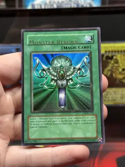 YuGiOh Monster Reborn LOB-118 Unlimited 1.5 OG Print Lower Name Misprint NM/VLP - Image 4