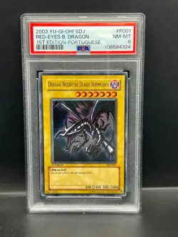 Yugioh PSA 8 NM-MT PORTUGUESE Red-Eyes Black Dragon DIJ-P001 Ultra 1st Ed S#4324 - Image 1