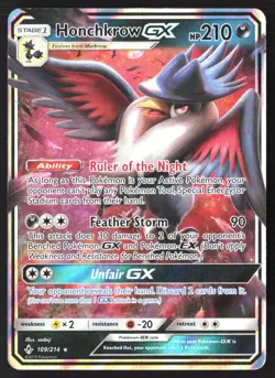 Honchkrow GX 109/214 Sun & Moon Unbroken Bonds Ultra Rare Pokemon Card - Image 1