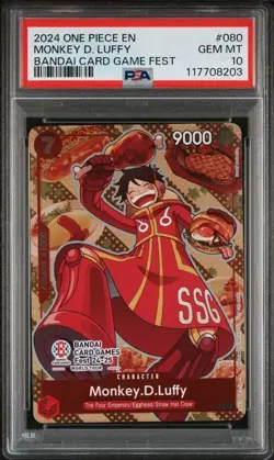 One Piece Monkey D. Luffy Promo Bandai Card Game Fest P-080 PSA 10 GEM MINT - Image 1