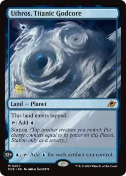 NM-Mint, English MTG Foil Uthros, Titanic Godcore - Foil - Prerelease Promo Edge - Image 1
