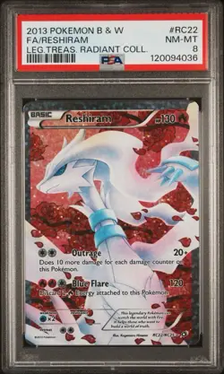 2013 Pokemon Reshiram Fa Legendary Treasures #RC22 Radiant Collection PSA 8 - Image 1