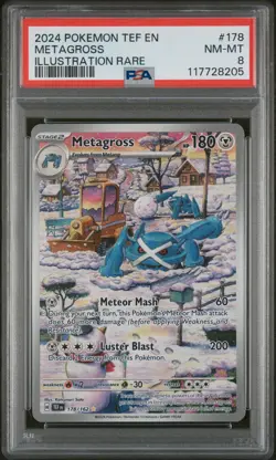2024 POKEMON TEF EN-TEMPORAL FORCES ILLUSTRATION RARE #178 METAGROSS PSA 8 - Image 1