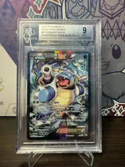 2016 POKEMON XY BLACK STAR PROMO XY122 FA BLASTOISE EX RED & BLUE COLL BGS 9 - Image 1