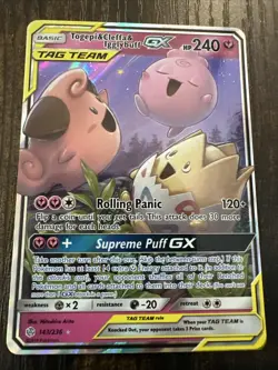 Togepi Cleffa Igglybuff GX - Pokemon- 143/236 - Cosmic Eclipse Holo MINT - Image 1