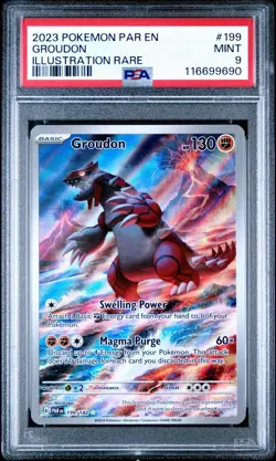 PSA 9 Mint Pokemon Paradox Rift Groudon 199/182 Illustration Rare english - Image 1