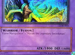 Yugioh Flame Swordsman LOB-003 Super Rare Original Print Konami 2002 - Image 3