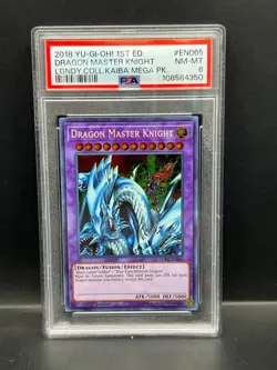 Yugioh PSA 8 NM-MT Dragon Master Knight LCKC-EN065 Secret Rare 1st Ed 2018 #4350 - Image 1