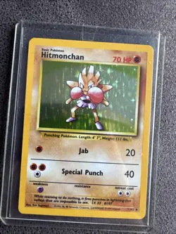 Pokemon TCG Hitmonchan Holo Rare Card Base Set 7/102 Mint Condition - Image 1